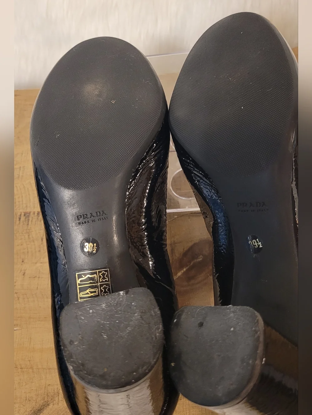 Prada Black Patent Leather Chuncky Heel s - Picture 9 of 12